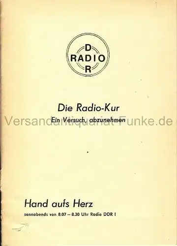 Prof. Dr. Hans-Albrecht Ketz
 Küchenmeister Horst Weibelzahl (Zentralinstitut für Ernährung der Akademie der Wissenschaften der DDR)
 Helmut Hirtz (Redaktion Ratgeber von Radio DDR): Ein Versuch, abzunehmen
 Hand aufs Herz - Die Radio-Kur. 