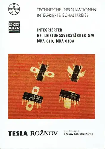 Integrierter NF-Leistungsverstärker 5 W MBA 810, MBA 810A
 Technische Informationen Integrierte Schaltkreise. 