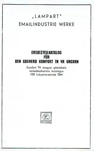 Ersatzteilkatalog für den Gasherd Komfort N. 