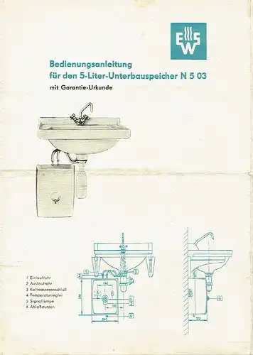 Bedienungsanleitung für den 5-Liter-Unterbauspeicher N 5 03. 