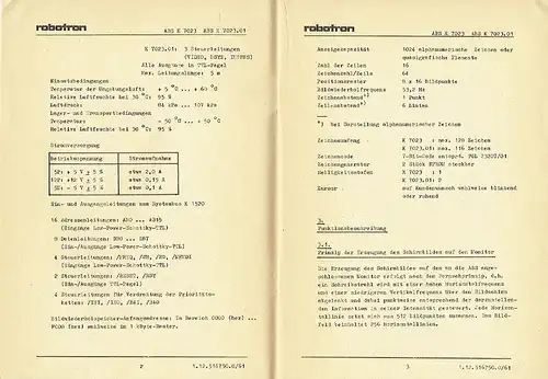 Technische Beschreibung Anschlußsteuerung Bildschirm ABS K 7023 / ABS K 7023.01
 Betriebsdokumentation, 1.12.516750.0/61. 