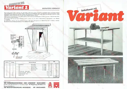 Baukastensystem Variant 2
 Konvolut Prospekte, Vorschriften und Standard-Blätter. 