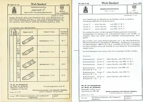 Baukastensystem Variant 2
 Konvolut Prospekte, Vorschriften und Standard-Blätter. 