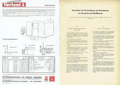 Baukastensystem Variant 2
 Konvolut Prospekte, Vorschriften und Standard-Blätter. 