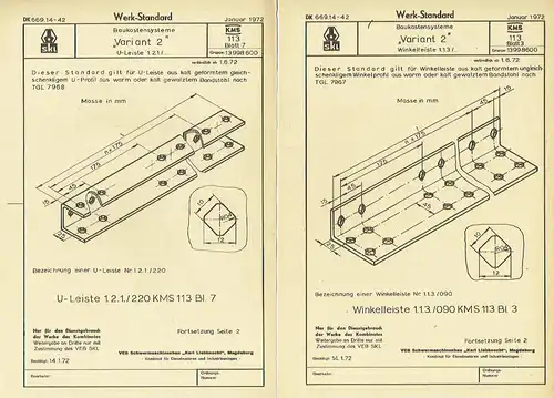 Baukastensystem Variant 2
 Konvolut Prospekte, Vorschriften und Standard-Blätter. 