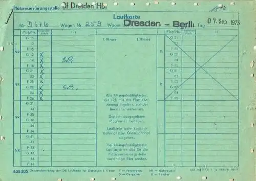 Laufkarte D 676 Dresden-Berlin. 