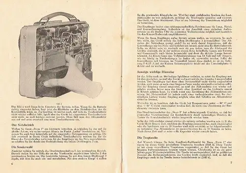 5 Transistoren-, 2 Röhren-, 6 Kreis-Koffersuper "Stern 1"
 Bedienungsanweisung Nr. 45a. 