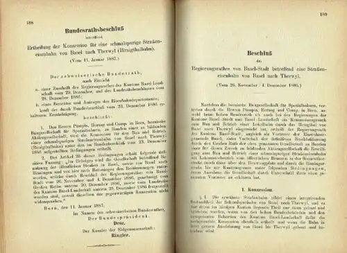 Sammlung der auf das schweizerische Eisenbahnwesen bezüglichen amtlichen Aktenstücke
 Neue Folge, 9. und 10. Theil. 