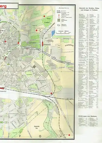 DEWAG-Werbung-Informationskarte für den Fremdenverkehr
 Stadtplan Freiberg. 