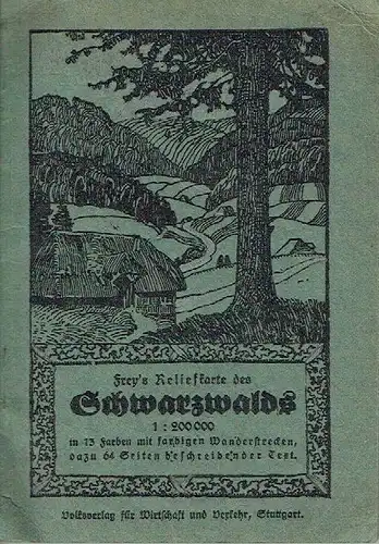 J. Frey: Frey's Reliefkarte des Schwarzwaldes für Touristen
 in 13 Farben mit farbigen Wanderstrecken, dazu 64 Seiten beschreibender Text. 