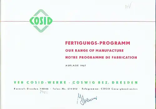 Werbekollektiv Hanke, Dresden: Fabrikationsprogramm / Fertigungs-Programm. 