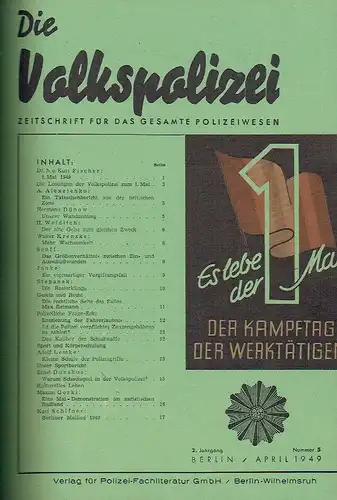 Die Volkspolizei
 Zeitschrift für das gesamte Polizeiwesen
 2. Jahrgang, gebunden. 