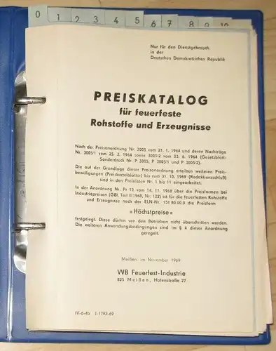 Preiskatalog für feuerfeste Rohstoffe und Erzeugnisse. 