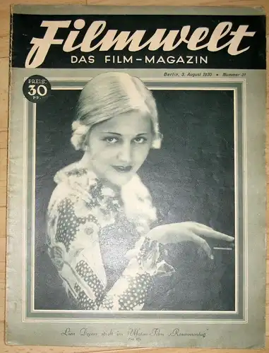 Filmwelt
 Das Film-Magazin
 Heft 31/1930. 