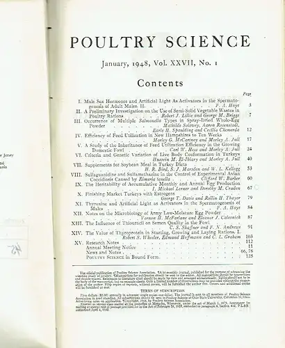 Poultry Science
 Volume XXVII. 