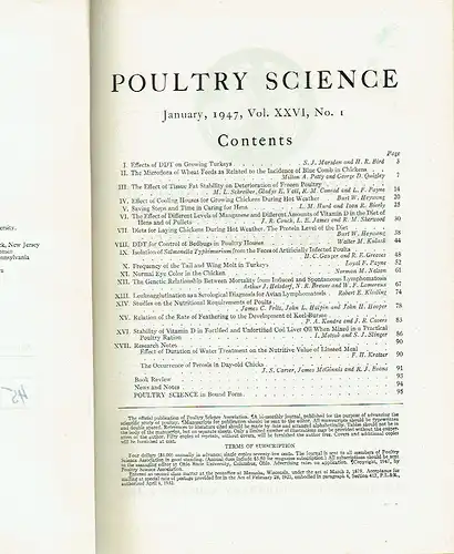 Poultry Science
 Volume XXVI. 