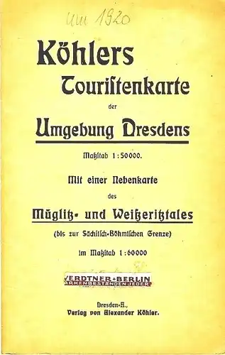 Köhlers Touristenkarte der Umgebung Dresdens
 Mit einer Nebenkarte des Müglitz- und Weißeritztales (bis zur Sächsisch-Böhmischen Grenze) im Maßstab 1:60.000. 