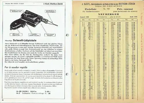 Meßinstrumente, Schalter, Säureprüfer, Sicherungen, Isolierband etc
 Liste Nr. 199: Autozubehör. 