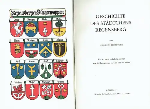 Heinrich Hedinger: Geschichte des Städtchens Regensberg. 