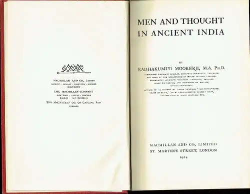 Radhakumud Mookerji: Men and thought in Ancient India. 