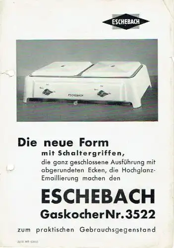 Eschebach Gaskocher Nr 3522. 