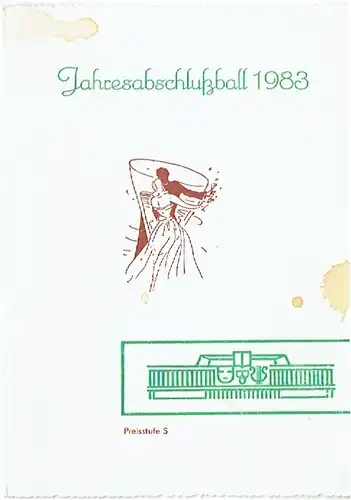 Jahresabschlußball 1983 Getränkekarte. 
