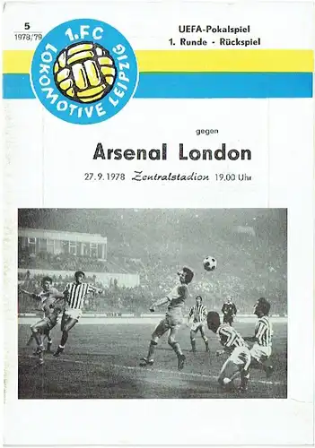 UEFA-Pokalspiel Lok Leipzig - Arsenal London. 