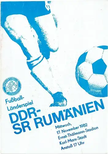 Fussball-Länderspiel DDR-Rumänien. 