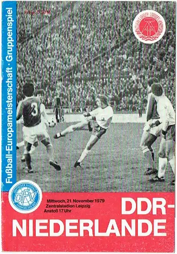 Fussball-Europameisterschaft Gruppenspiel DDR-Niederlande 1979. 