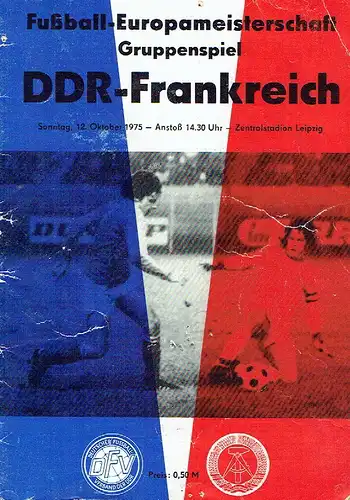 Fussball-Europameisterschaft Gruppenspiel DDR-Frankreich 1975. 