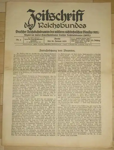 Zeitschrift des Reichsbundes Deutscher Reichsbahnbeamten des mittleren nichttechnischen Dienstes (REB). 