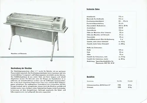 Kleinlichtpausmaschine Reiss Rota L1. 