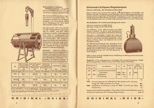 Reiss Lichtpausapparate für elektrische und Tages-Belichtung. 