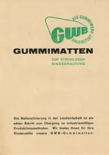 Gummimatten zur strohlosen Rinderhaltung. 