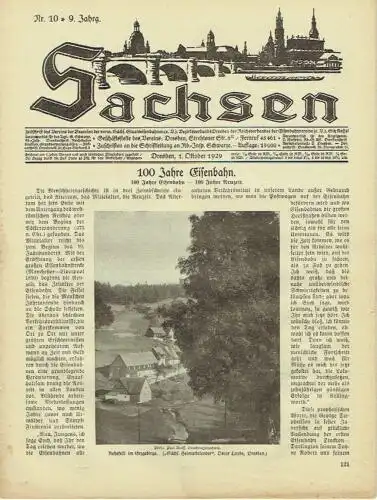 Sachsen
 Zeitschrift des Vereins der Beamten der vorm. Sächs. Staatseisenbahn, Bezirksverbandes Dresden des Reichsverbandes der Eisenbahnvereine, Sitz Kassel
 Heft 10/1929. 