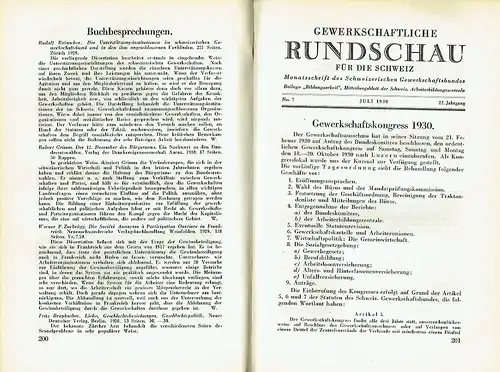 Gewerkschaftliche Rundschau für die Schweiz
 Monatsschrift des Schweizerischen Gewerkschaftsbundes. 