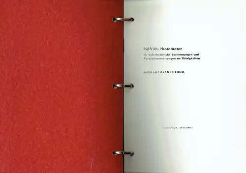 Arbeitsvorschriften für Pulfrich-Photometer
 Photometrische Bestimmungen in der Metall- und Hüttenindustrie
 Sammlung 3. 