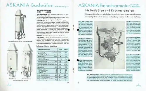 Askania Gas-Warmwasser-Bereiter
 Nr. 409 Mai 1935. 