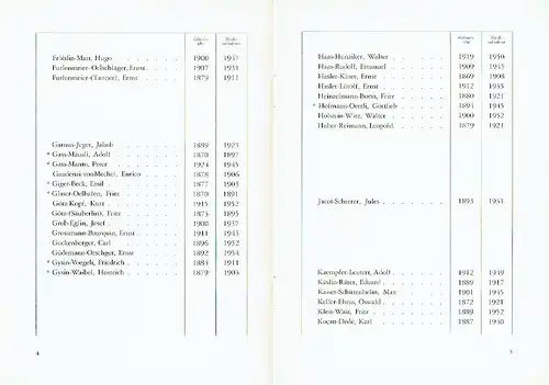 Verzeichnis der Zunftbrüder 1954. 
