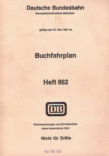 Buchfahrplan
 gültig vom 31. Mai 1981 an. 