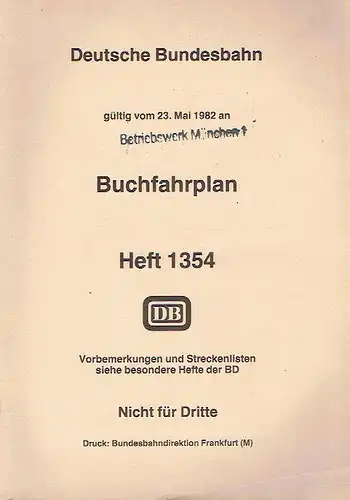 Buchfahrplan
 gültig vom 23. Mai 1982 an. 