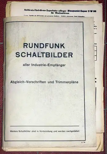 Abgleich-Vorschriften und Trimmerpläne
 Rundfunk-Schaltbilder aller Industrie-Empfänger. 