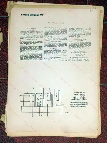 Rundfunk-Schaltbilder aller Industrie-Empfänger
 Abgleich-Vorschriften und Trimmerpläne
 Lange, Loewe, Lorenz und Lumophon-Geräte der Baujahre 1928/29 bis 1939/40. 