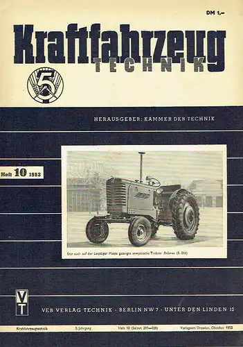 Kraftfahrzeugtechnik
 3. Jahrgang, Heft 10. 