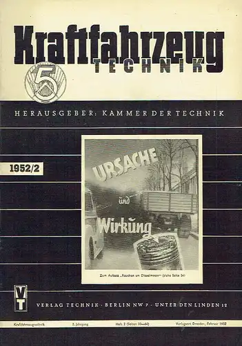 Kraftfahrzeugtechnik
 2. Jahrgang, Heft 2. 