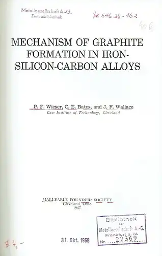 P. F. Wieser
 C. E. Bates
 J. F. Wallace: Mechanism of Graphite Formation in Iron Silicon Carbon Alloys. 