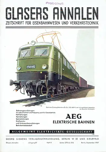 Zeitschrift für Verkehrstechnik und Maschinenbau
 Glasers Annalen. 