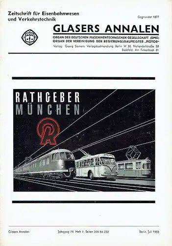 Glasers Annalen
 Zeitschrift für Verkehrstechnik und Maschinenbau
 Heft 7/1955. 