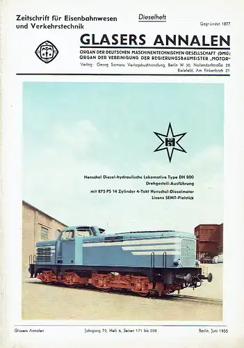 Glasers Annalen
 Zeitschrift für Verkehrstechnik und Maschinenbau
 Heft 6/1955. 