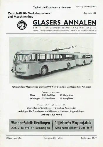 Glasers Annalen
 Zeitschrift für Verkehrstechnik und Maschinenbau. 